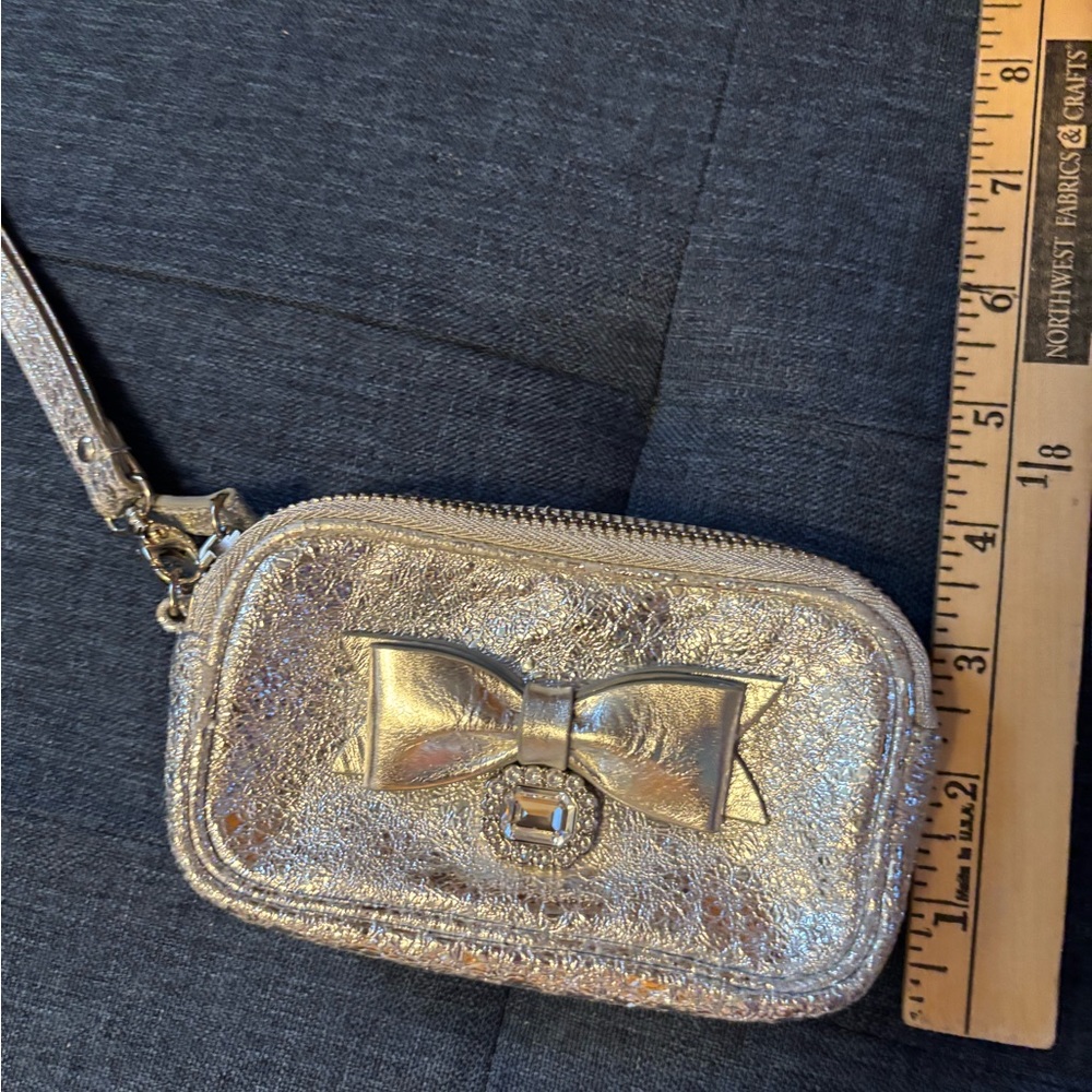 My Flat in London Silver Clutch with Jeweled Bow Accent - Picture 12 of 16